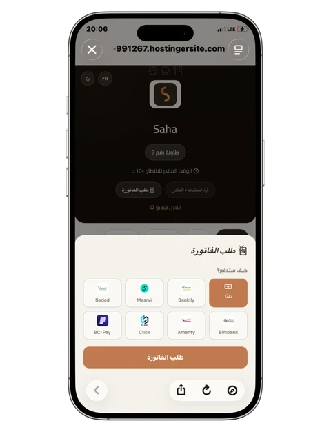 شاشة الدفع عبر الهاتف مع الاختيار بين 7 تطبيقات